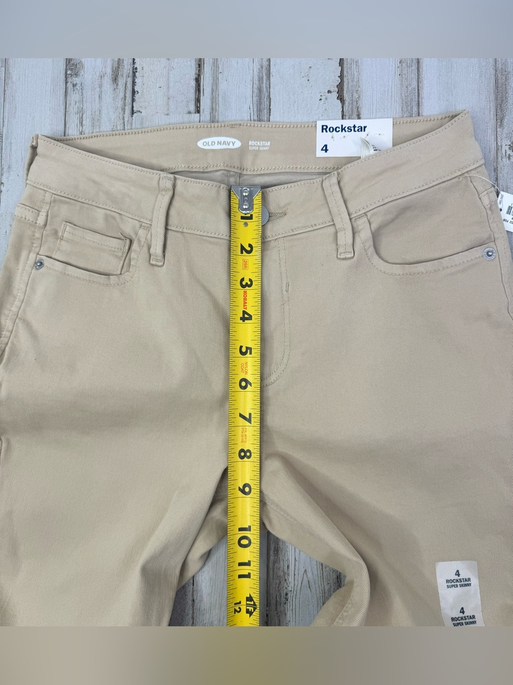 Old Navy Rockstar Super Skinny Pants Size 4 (27x29) Beige High Rise NWT - Picture 7 of 11
